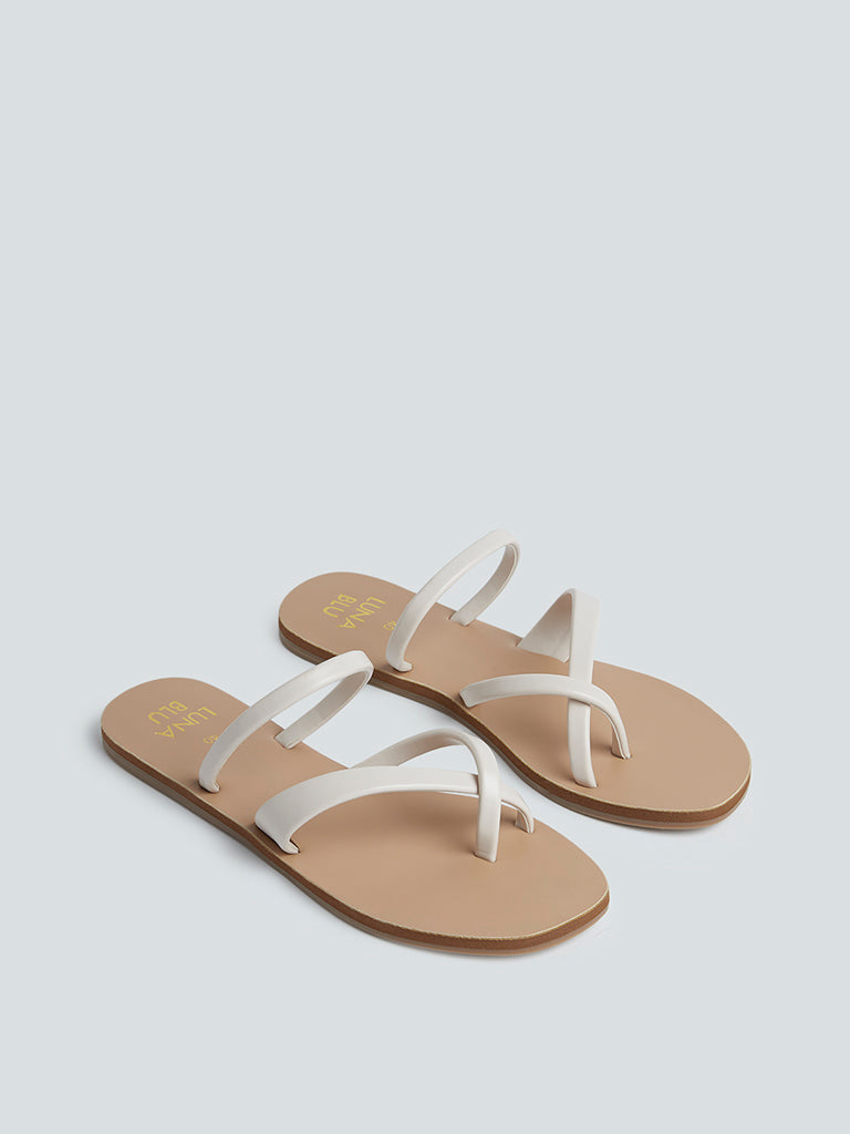 LUNA BLU Off-White Multi-Strap Slides